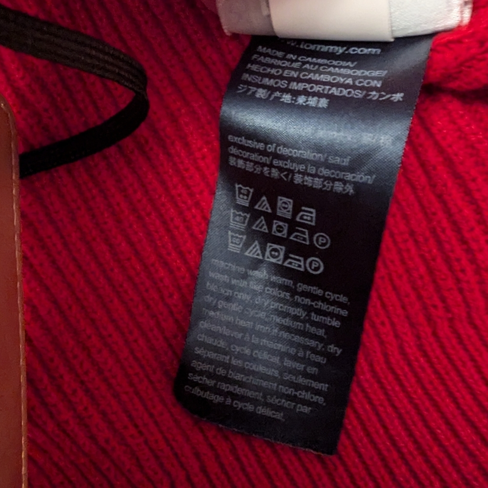 Tommy Hilfiger Sweater Heavyweight 100% Cotton  Neck Pullover Red Medium. Crew. - Picture 6 of 9
